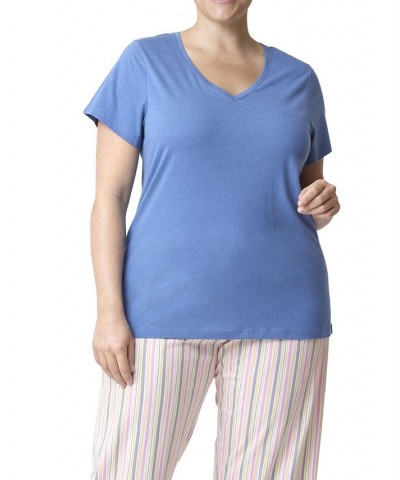 Plus Size Short Sleeve V-Neck Pajama Tee Blue Horizon $11.80 Sleepwear