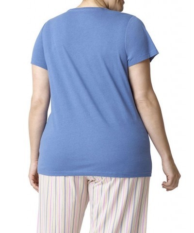 Plus Size Short Sleeve V-Neck Pajama Tee Blue Horizon $11.80 Sleepwear