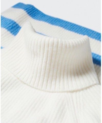 Women's Striped Turtleneck Sweater Blue $35.00 Sweaters