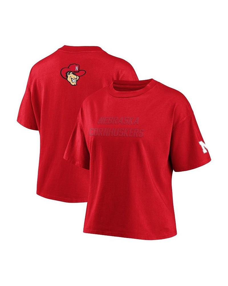 Women's Scarlet Nebraska Huskers Crop T-shirt Scarlet $24.29 Tops