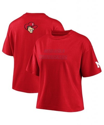 Women's Scarlet Nebraska Huskers Crop T-shirt Scarlet $24.29 Tops