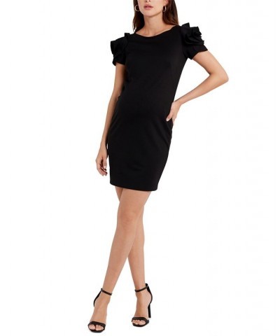 Maternity Ruffled Shift Dress Black $62.04 Dresses