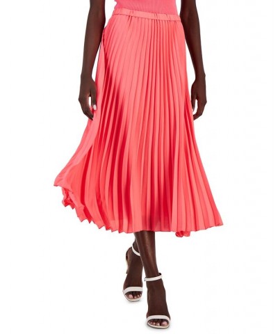 Women's Pleated Pull-On Midi Skirt Camellia $49.05 Skirts