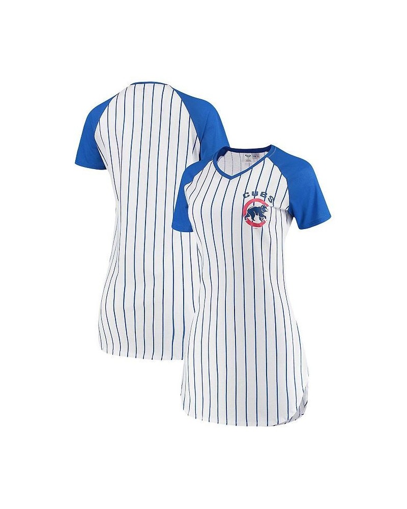 Women's White Chicago Cubs Vigor Pinstripe Nightshirt White $23.21 Pajama