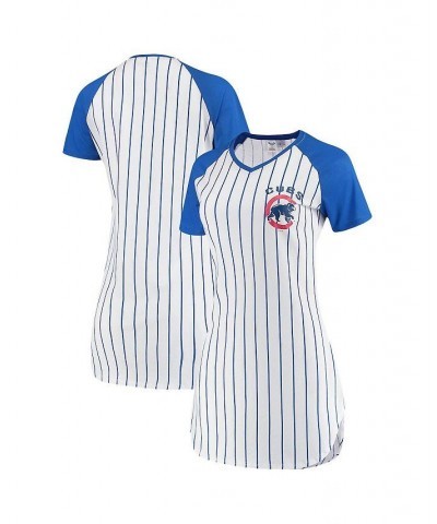 Women's White Chicago Cubs Vigor Pinstripe Nightshirt White $23.21 Pajama