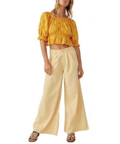 Women's Light As Spring Wide-Leg Trousers Ivory/Cream $45.54 Pants