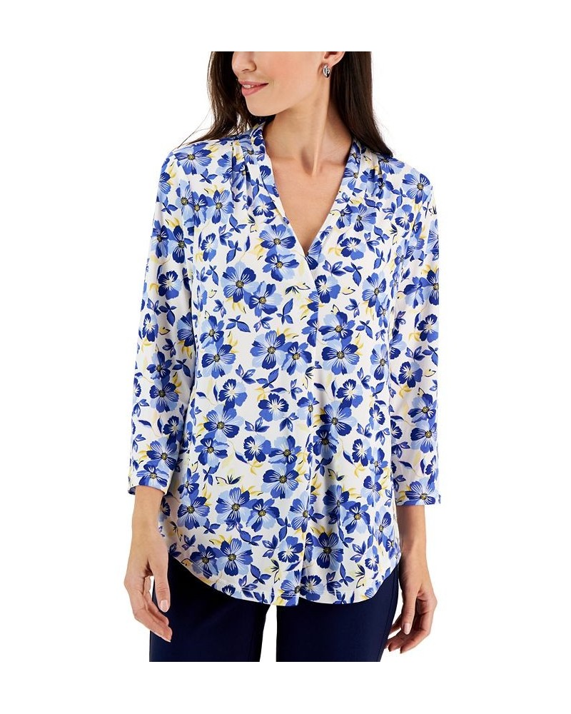 Petite Floral-Print Top Blue Floral $19.81 Tops