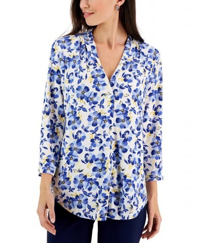 Petite Floral-Print Top Blue Floral $19.81 Tops