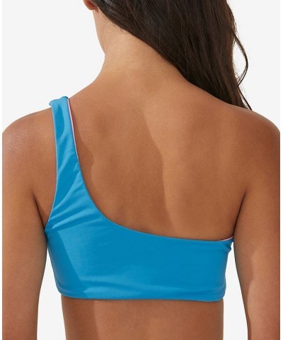 Women's Reversible One-Shoulder Bikini Top Blue $25.64 Swimsuits