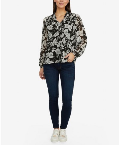 Women's Blouson Sleeve Blouse with Smocking Black $51.48 Tops