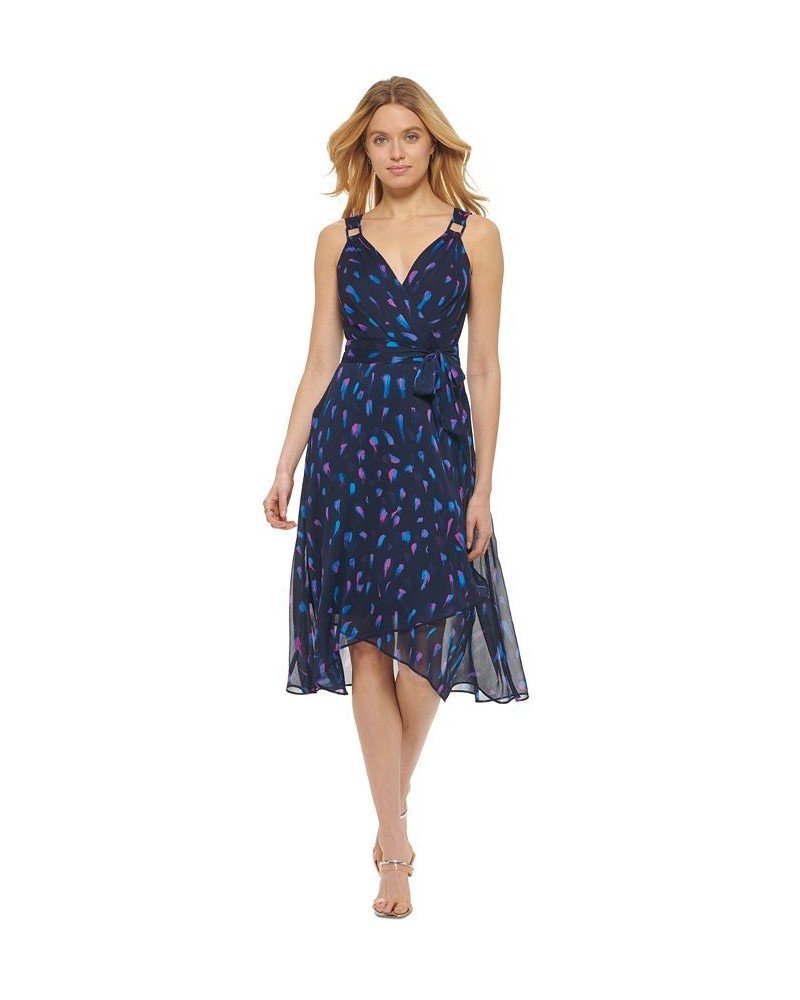 Printed Buckle-Strap Tie-Waist Dress Blue Lagoon Multi $66.24 Dresses