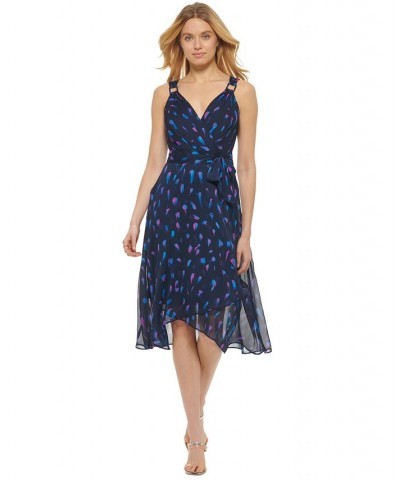 Printed Buckle-Strap Tie-Waist Dress Blue Lagoon Multi $66.24 Dresses