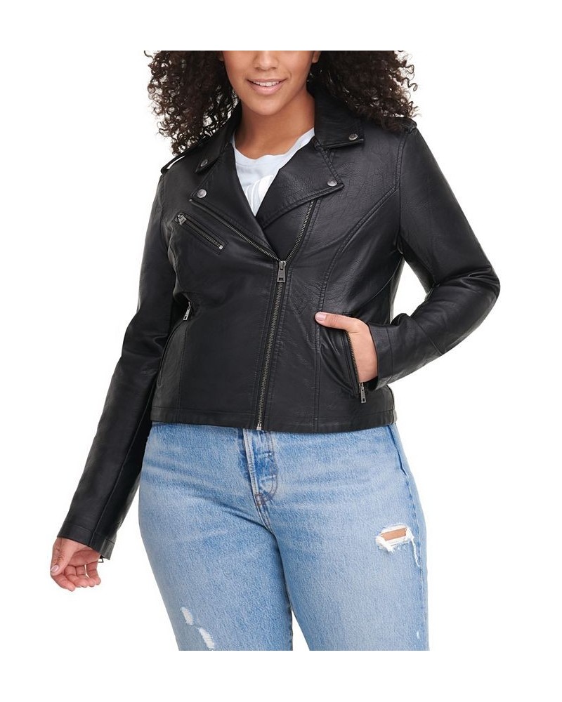 Plus Size Trendy Faux Leather Moto Jacket Biscotti $33.00 Jackets