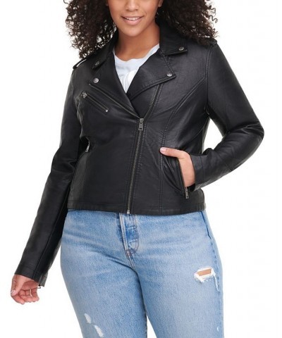 Plus Size Trendy Faux Leather Moto Jacket Biscotti $33.00 Jackets