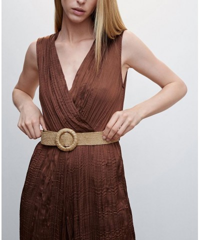 Women's Satin Belted Jumpsuit Chocolate $52.80 Pants