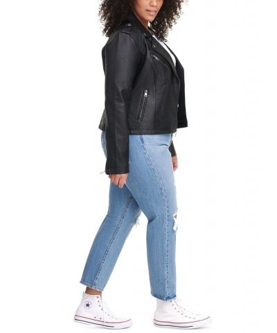 Plus Size Trendy Faux Leather Moto Jacket Biscotti $33.00 Jackets