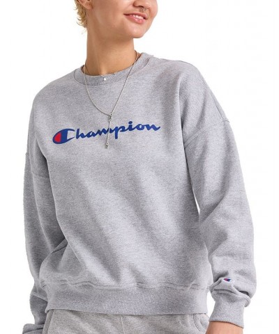 Women's Logo Fleece Crewneck Sweatshirt Gray $21.85 Sweatshirts