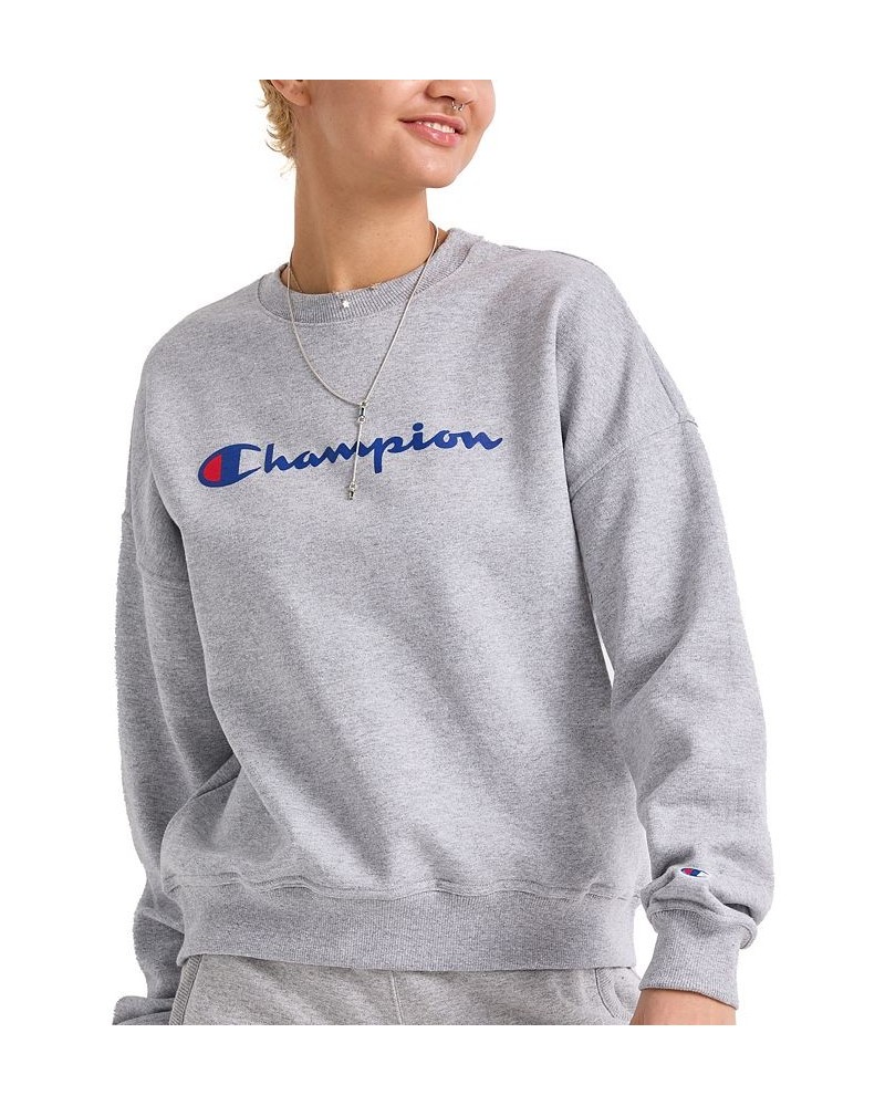 Women's Logo Fleece Crewneck Sweatshirt Gray $21.85 Sweatshirts