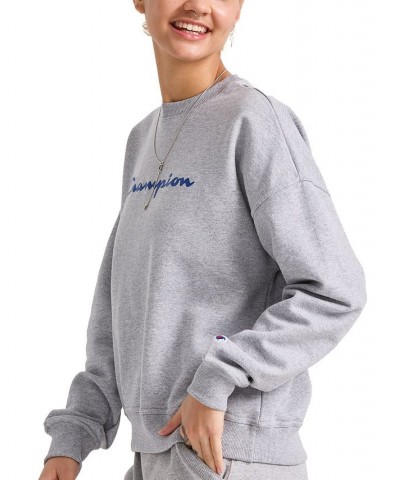 Women's Logo Fleece Crewneck Sweatshirt Gray $21.85 Sweatshirts