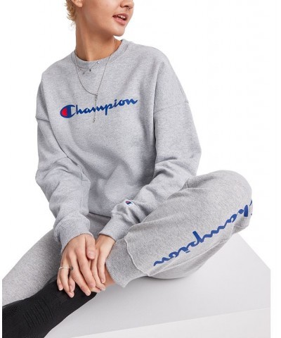 Women's Logo Fleece Crewneck Sweatshirt Gray $21.85 Sweatshirts