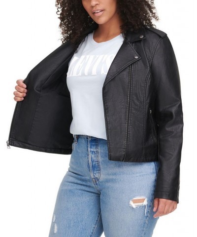 Plus Size Trendy Faux Leather Moto Jacket Biscotti $33.00 Jackets