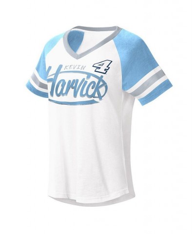 Women's White Light Blue Kevin Harvick Circus Catch V-Neck T-shirt White, Light Blue $23.99 Tops