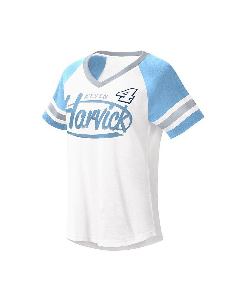 Women's White Light Blue Kevin Harvick Circus Catch V-Neck T-shirt White, Light Blue $23.99 Tops