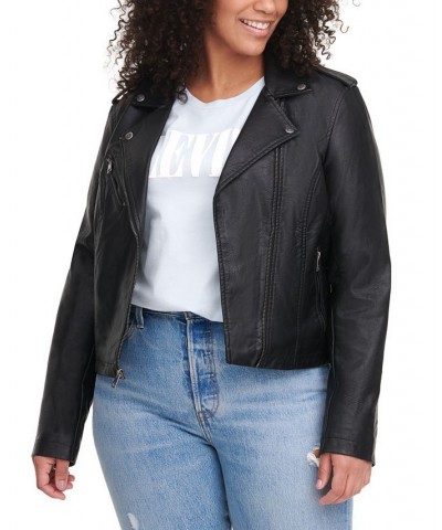 Plus Size Trendy Faux Leather Moto Jacket Biscotti $33.00 Jackets