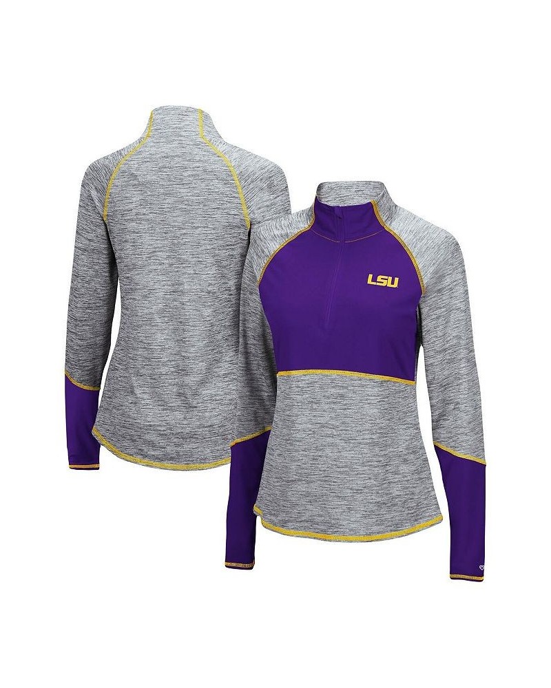 Women's Heathered Gray Purple LSU Tigers Color Block Space-Dye Raglan Quarter-Zip Top Heathered Gray, Purple $32.90 Sweatshirts