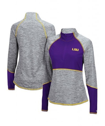 Women's Heathered Gray Purple LSU Tigers Color Block Space-Dye Raglan Quarter-Zip Top Heathered Gray, Purple $32.90 Sweatshirts