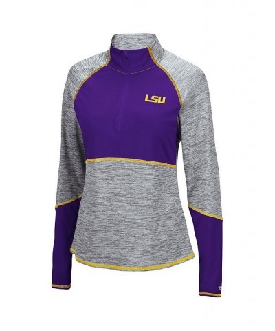 Women's Heathered Gray Purple LSU Tigers Color Block Space-Dye Raglan Quarter-Zip Top Heathered Gray, Purple $32.90 Sweatshirts