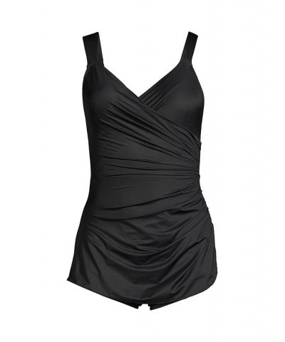 Women's Long SlenderSuit V-Neck Tummy Control Skirted One Piece Swimsuit Black $77.48 Swimsuits