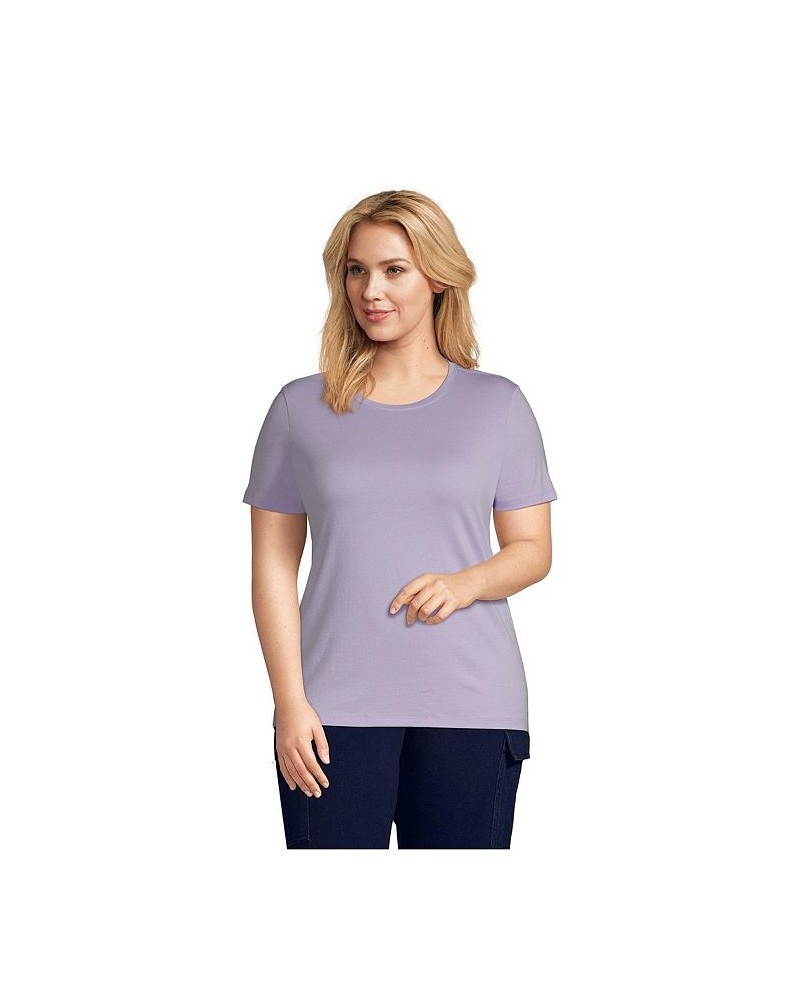 Women's Plus Size Relaxed Supima Cotton Short Sleeve Crewneck T-Shirt Lavender cloud $18.88 Tops