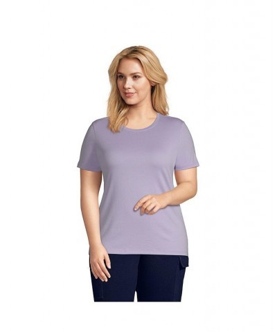 Women's Plus Size Relaxed Supima Cotton Short Sleeve Crewneck T-Shirt Lavender cloud $18.88 Tops