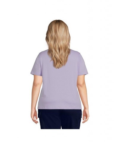 Women's Plus Size Relaxed Supima Cotton Short Sleeve Crewneck T-Shirt Lavender cloud $18.88 Tops