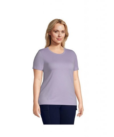 Women's Plus Size Relaxed Supima Cotton Short Sleeve Crewneck T-Shirt Lavender cloud $18.88 Tops