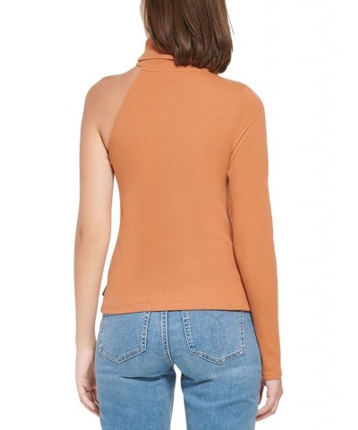 Women's One-Shoulder Turtleneck Top Burnt Ginger $18.28 Tops