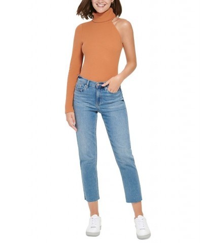 Women's One-Shoulder Turtleneck Top Burnt Ginger $18.28 Tops