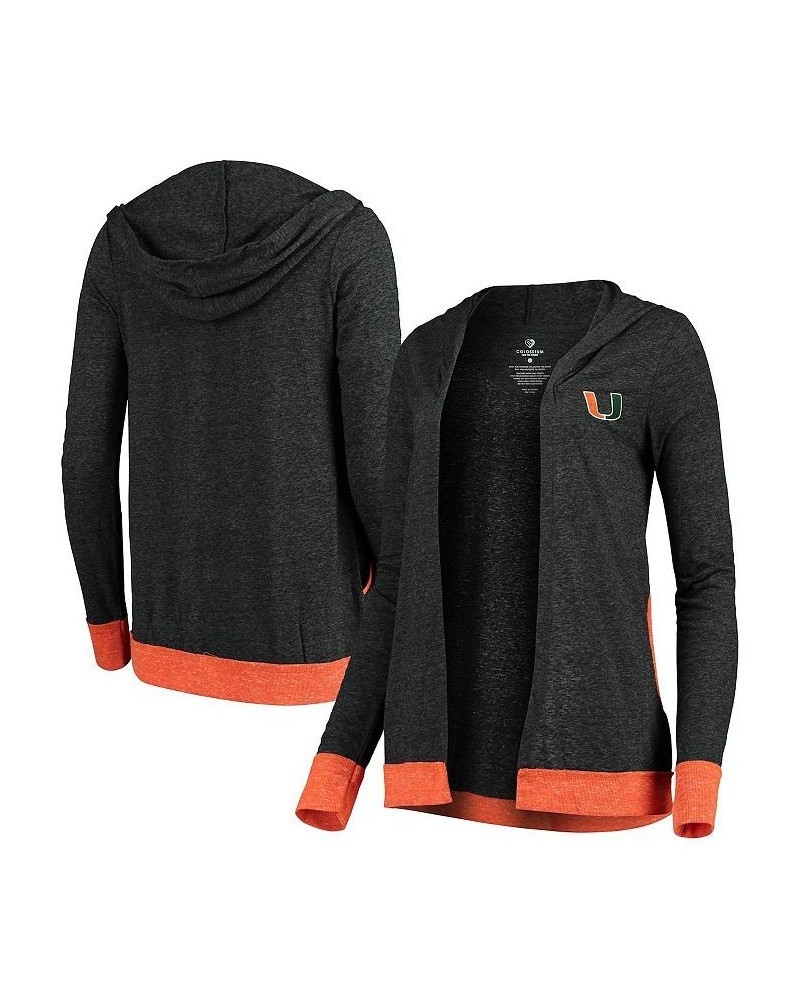 Women's Charcoal Miami Hurricanes Steeplechase Open Hooded Tri-Blend Cardigan Gray $29.99 Sweaters