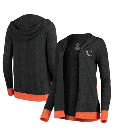 Women's Charcoal Miami Hurricanes Steeplechase Open Hooded Tri-Blend Cardigan Gray $29.99 Sweaters