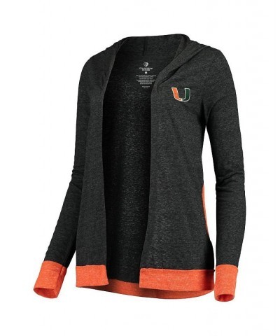 Women's Charcoal Miami Hurricanes Steeplechase Open Hooded Tri-Blend Cardigan Gray $29.99 Sweaters