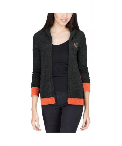 Women's Charcoal Miami Hurricanes Steeplechase Open Hooded Tri-Blend Cardigan Gray $29.99 Sweaters