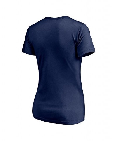 Women's Branded Navy Nashville Predators Authentic Pro Secondary Logo V-Neck T-shirt Navy $17.10 Tops