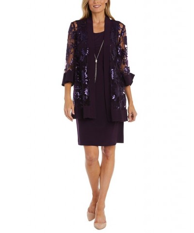 Women's Scoop-Neck Dress & Beaded Jacket Purple $41.86 Dresses