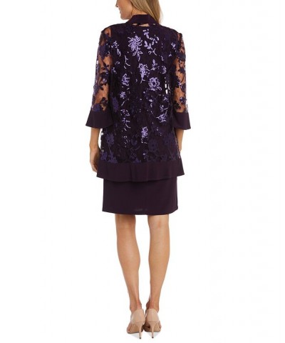 Women's Scoop-Neck Dress & Beaded Jacket Purple $41.86 Dresses