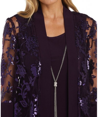 Women's Scoop-Neck Dress & Beaded Jacket Purple $41.86 Dresses