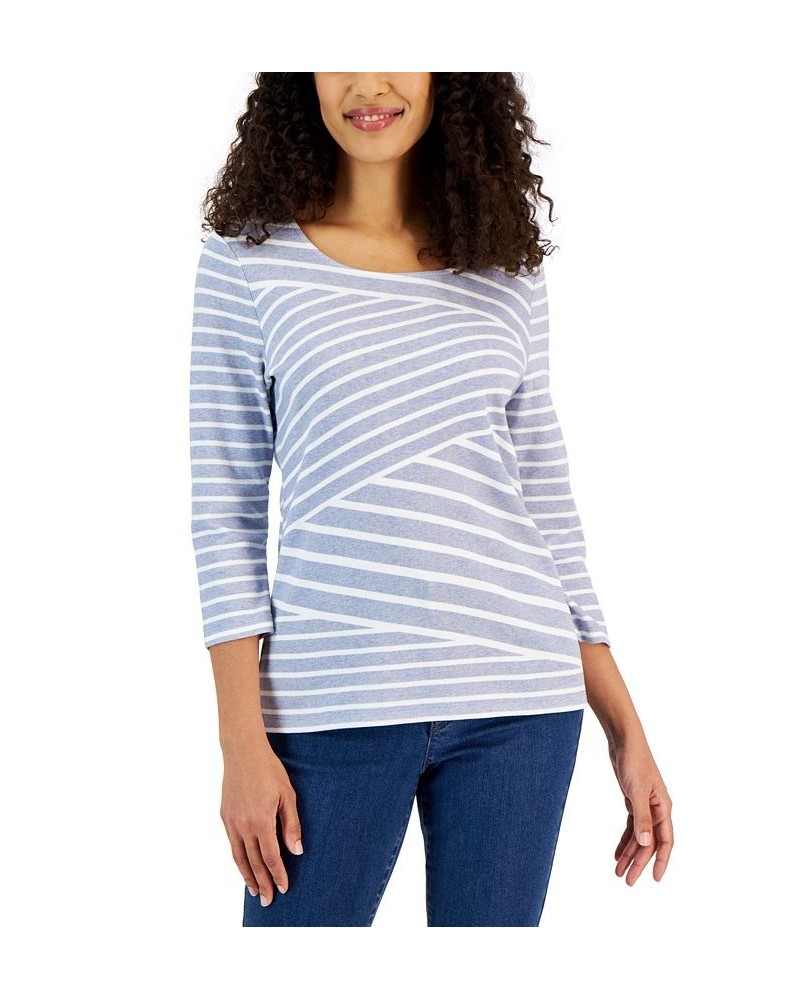 Petite Callie Interlock-Stripe Top Smoke Grey Heather $11.04 Tops