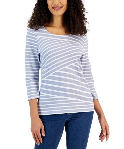 Petite Callie Interlock-Stripe Top Smoke Grey Heather $11.04 Tops