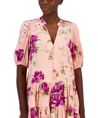 Petite Tiered Floral Dress Pink Peonies Floral $19.70 Dresses