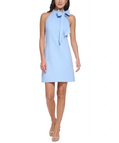 Women's Signature Stretch Crepe Bow-Neck Open-Back Shift Dress Blue Bell $63.48 Dresses